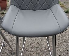 2 x High Back Grey Leather High Stools