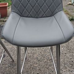 2 x High Back Grey Leather High Stools