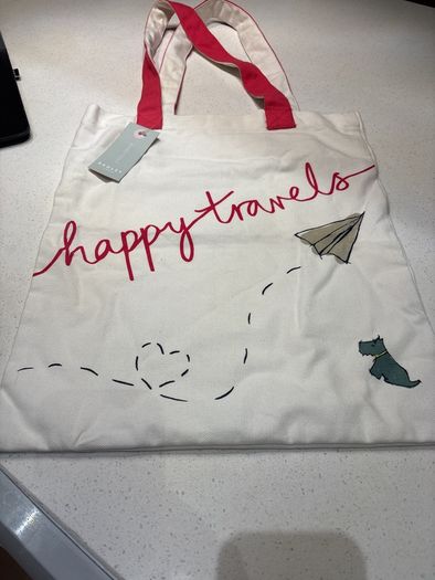 Brand New Radley "Hapoy Travels " White and Pink Tote Bag