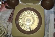 Beautiful Old Rotary Dial Phone features a beige body and a matching handset Postage Available