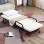 Folding Bed with Mattress, Single Guest Bed, Portable Fold Bed with Adjustable Backrest, Metal Frame on Wheels, White, 190 x 76 cm Image 3