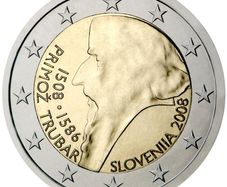 Slovenia 2 Euro Commemorative Coin 2008 - Primoz Trubar. Uncirculated.