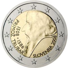 Slovenia 2 Euro Commemorative Coin 2008 - Primoz Trubar. Uncirculated.