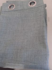 As new green linen curtains .Size 56"width x 82"length .A lot brighter than the pics .Just hung for a few days but dont go in the room .Unlined but heavy .Ringtop 12 euro .