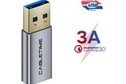 Cabletime Aluminum Alloy USB 3.1 Gen 2 (10 Gbps) Type-C (Female) to Type-A (Male) 60W Premium Adapter Convertor (Brand New/Warranty)