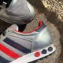 Retro Adidas La Trainer Silver Leather Grey Red Navy Image 3