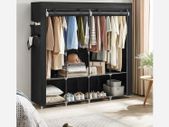 Fabric cabinet with 4 side pockets  Wardrobe fabric cabinet, wardrobe, 45 x 170 x 167 cm, 4 hanging compartments, with shelves, 4 side pockets, plenty of space, for bedroom, living room, black