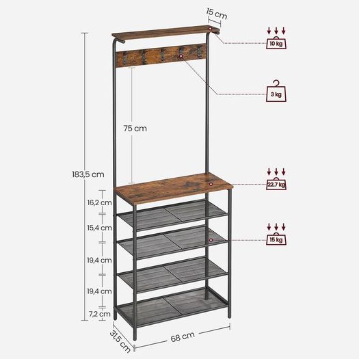 Coat rack Coat stand  with 5 shelves  FREE DELIVERY
