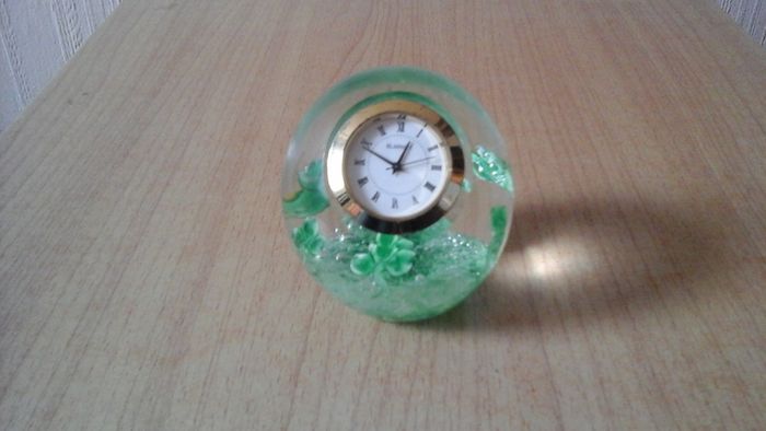 Vintage Blarney Art Glass Paperweight Clock.