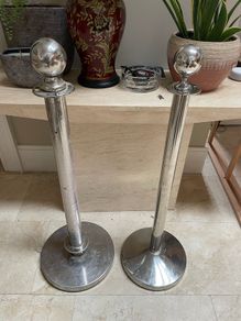 2 x Stainless Steel Queue Barrier Posts - Can Deliver