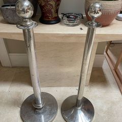 2 x Stainless Steel Queue Barrier Posts - Can Deliver