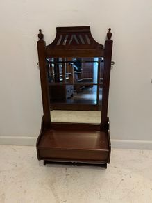 Antique Edwardian Valet Mirror | Space-Saving Vintage Hall Storage
