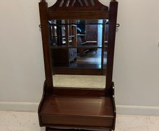 Antique Edwardian Valet Mirror | Space-Saving Vintage Hall Storage
