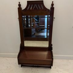 Antique Edwardian Valet Mirror | Space-Saving Vintage Hall Storage