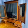 Stamped Harris Lebus Satin Walnut Chest/Dressing Table (c. 1910) - Detachable Mirror Image 2