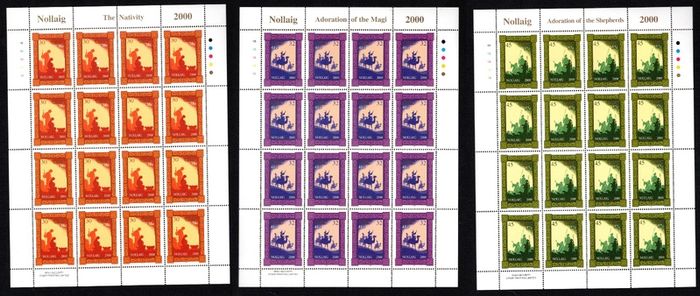 2000 Ireland Christmas Commemorative Stamps Sheetlet Plate 1B1B1B1B Mint Never Hinged (MNH)