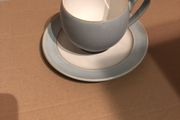 Denby cup and saucer Light Green blue colour