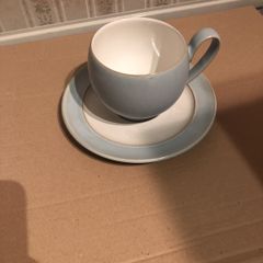 Denby cup and saucer Light Green blue colour
