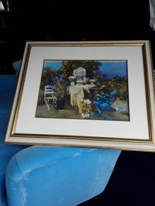 Large blue door picture in frame collection only