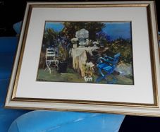 Large blue door picture in frame collection only