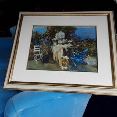 Large blue door picture in frame collection only
