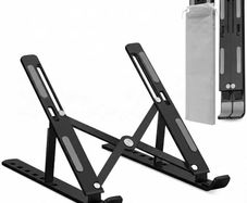 Adjustable Laptop Stand for Desk Foldable & Portable ABS Silicone Riser, Ventilated Cooling Holder for 10 17.3 Laptops & Tablets