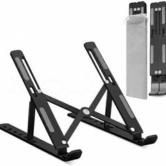 Adjustable Laptop Stand for Desk Foldable & Portable ABS Silicone Riser, Ventilated Cooling Holder for 10 17.3 Laptops & Tablets