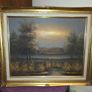 Vintage Oil on Canvas Landscape Ducks in Flight - Signed and Framed Image 9