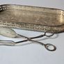 Vintage Silver Plated Serving Tray and Server Tongs Image 4