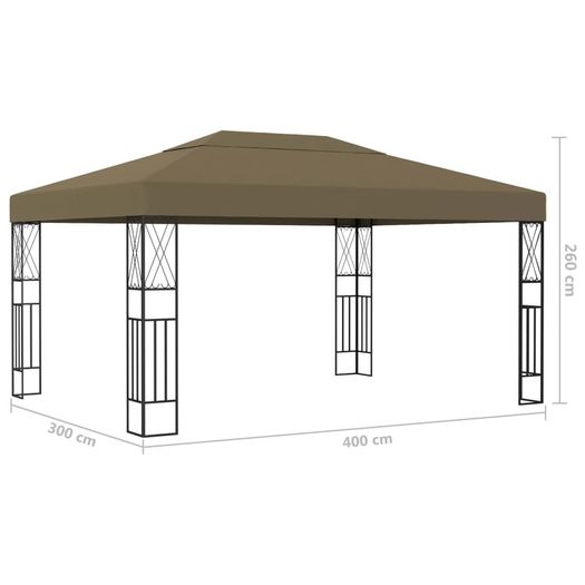 Gazebo with String Lights 3x4 m Taupe Fabric