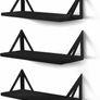 Wall Mounted Floating Shelves Set of 3, 42cm x 15cm x 10.5cm Storage Bookshelf for Living Room Office Bedroom Bathroom Kitchen Display Rustic Wood with Metal Bracket (MULTIPLE STYLES, COLOURS) Image 2