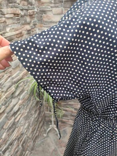 Vintage Betty Barclay Navy and cream polkadot midi dress