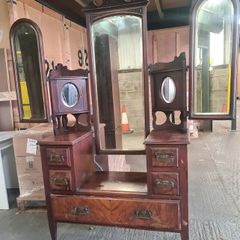 Antique Wooden Dressing Table with Triple Mirror