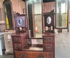 VintageWooden Dressing Table with Triple Mirror