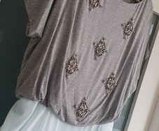 TED BAKER jewelled jersey top with aqua silk skirt Sz 3 (Fit 12-14UK) - Rrp 225 (New)