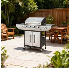 Ibiza Silver Gas BBQ 4/1 Burner Powerhouse