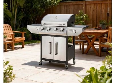Ibiza Silver Gas BBQ 4/1 Burner Powerhouse