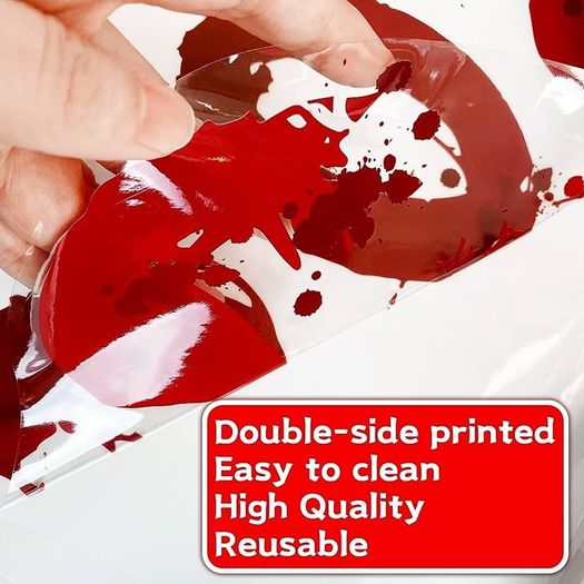 Halloween Window Stickers Bloody Hands Scary Halloween Window Clings Large Shadow Realistic Bloody Footprints DO NOT Enter Double-Sided Halloween Window Decorations