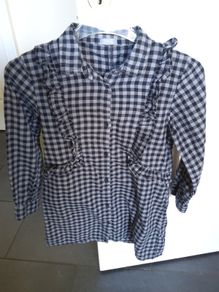 Next Black and Grey Checked Long Top/Dress Aged 8