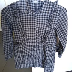 Next Black and Grey Checked Long Top/Dress Aged 8