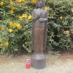 39" Late Nineteenth Century Balinese Wooden Temple Buddha