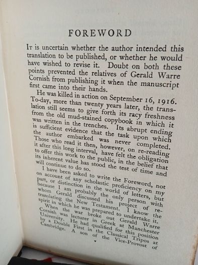 St. Paul from the Trenches: A Rendering of the Epistles to the Corinthians and Ephesians Done in France During the Great War by Gerald Warre Cornish (RB179)