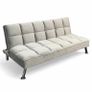 Light grey Folding 3-Seater Sofa Bed. Image 2