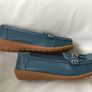 Ladies Brand New Blue Leather Moccasin Shoes Size 8 or 42 Image 4