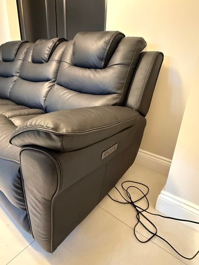 Black leather electric recliner sofa - Emily 3 seater Harvey Norman