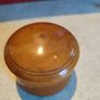 Antique Treen Pot Small Antique Treen Pot.Screw-on mushroom shaped lid.Polished light colored wood, possibly yew or sycamore. Image 2