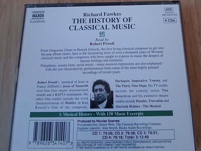The History of Classical Music Richard Fawkes Robert Powell 4 CD Audiobook Naxos