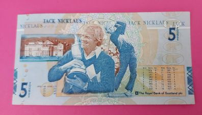Royal Bank of Scotland 2005 " NICKLAUS" Five Pound note
