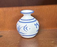 Small Blue and white handmade vase