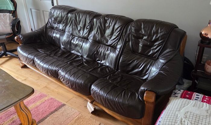 Leather sofa and table
